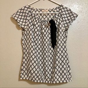 LOFT Floral Blouse with bow tie XS